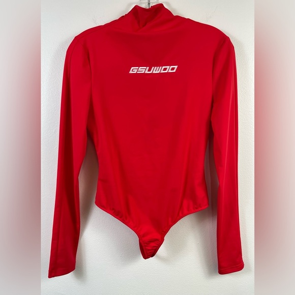 NWT GSUWOO Red Long Sleeved Rashguard Swimsuit, Sz. LG - Picture 12 of 13